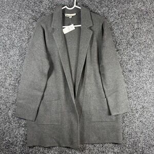 Loft Womens XL Gray Open Front Sweater Coat Longline Cardigan Notched Lapel NWT